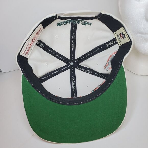 Rare Vtg Mitchell Ness White Miami Dolphin Embroider Spellout Logo Flat Bill 90s - Picture 10 of 13